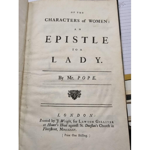 79 - BRAMSTON (James): 'The Man of Taste. Occasion'd by an epistle of Mr Pope's on that subject. By ... 