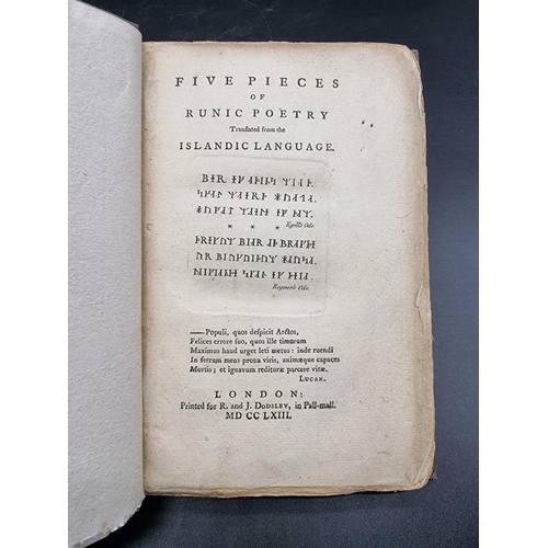 86 - PERCY (Bishop Thomas, translator): 'Five Pieces of Runic Poetry translated from the Islandic La... 