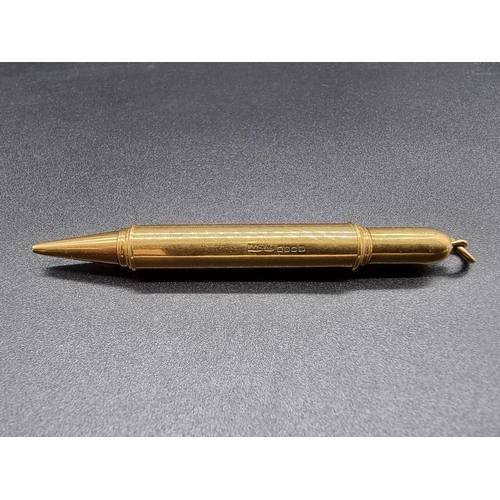 676 - An 18ct gold propelling pencil, by Asprey, London 1919, 9cm, 24.4g gross weight.