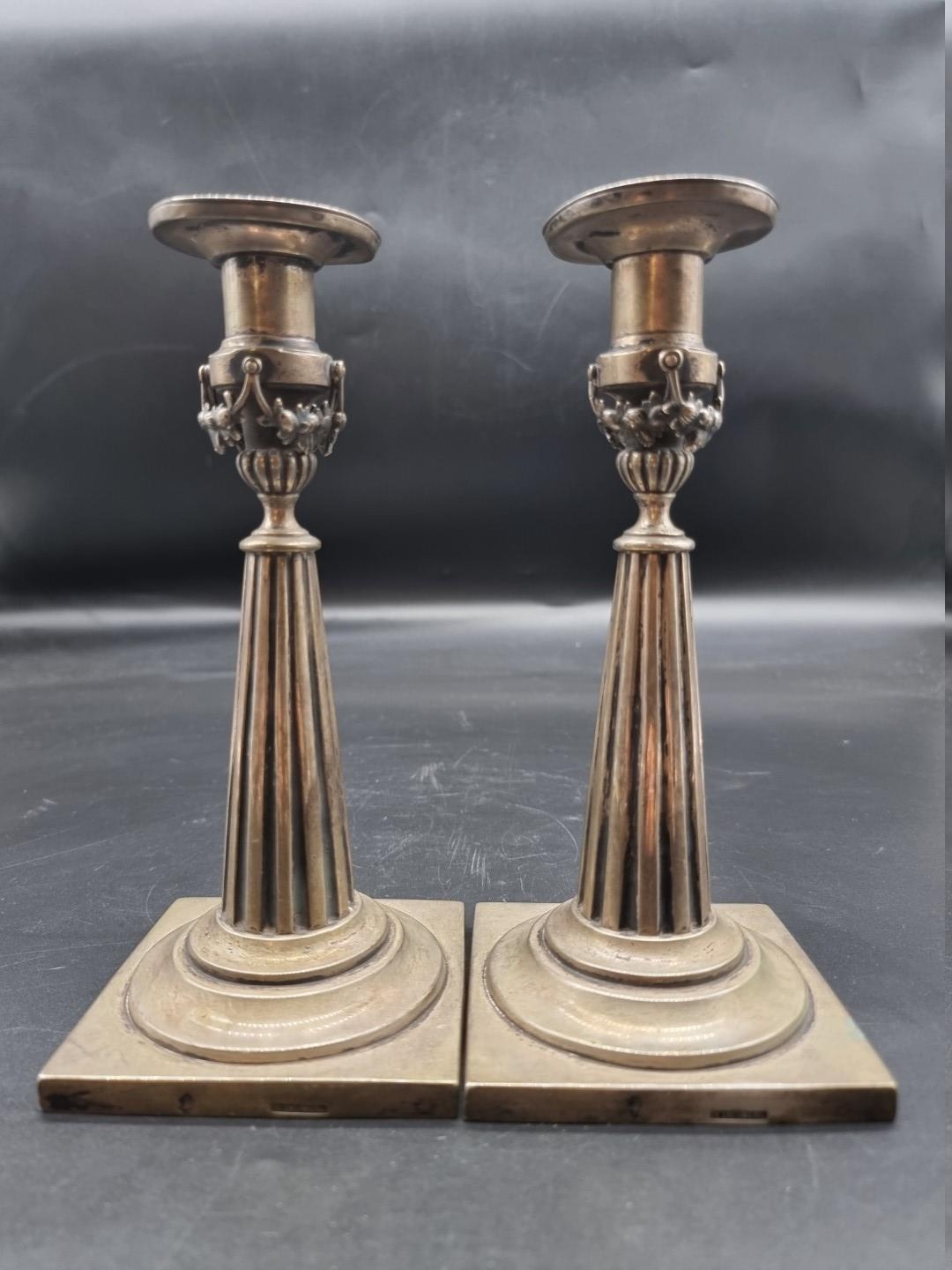 A pair of silver German silver candlesticks, by Hessenberg, late 19th