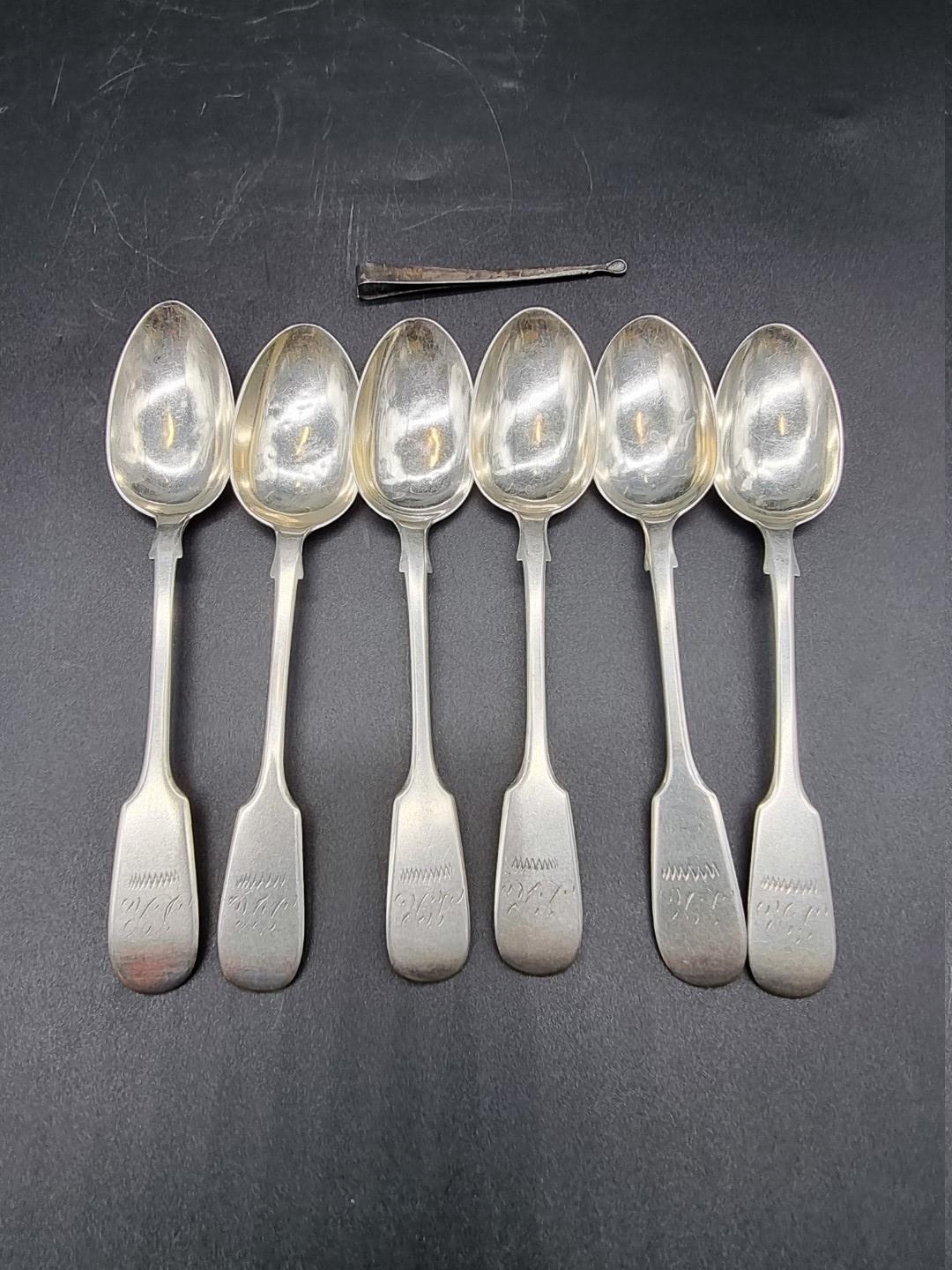 A matched set of six Victorian silver fiddle pattern teaspoons, by John ...