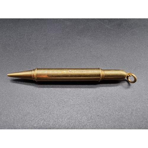 676 - An 18ct gold propelling pencil, by Asprey, London 1919, 9cm, 24.4g gross weight.