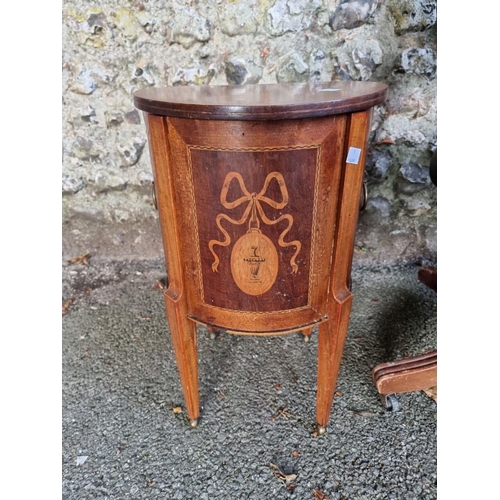 1000 - A red leather button desk chair; together with an inlaid sewing table, 53cm high x 32cm wide.... 