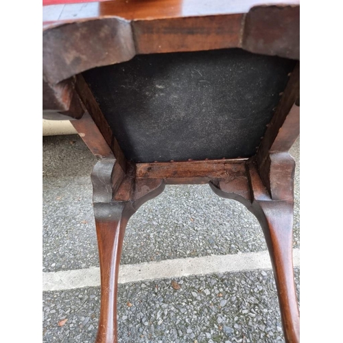 1005 - An Edwardian inlaid salon elbow chair; together with a small antique stool.