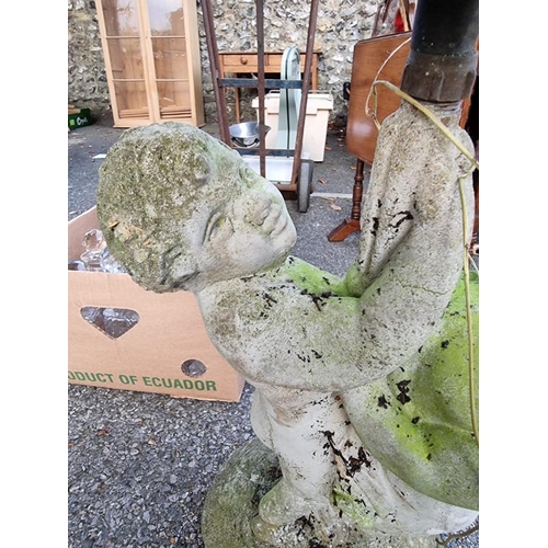 1020 - A reconstituted twin cherub fountain, 74cm high. 