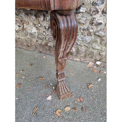 1028 - A large William IV mahogany console table, with two drawers, 140cm wide x 64cm deep x 93cm high, (la... 