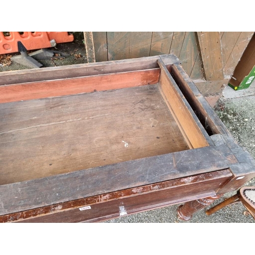 1029 - A 19th century mahogany library type table, 123cm wide x 75cm deep x 81cm high, (lacking top).... 