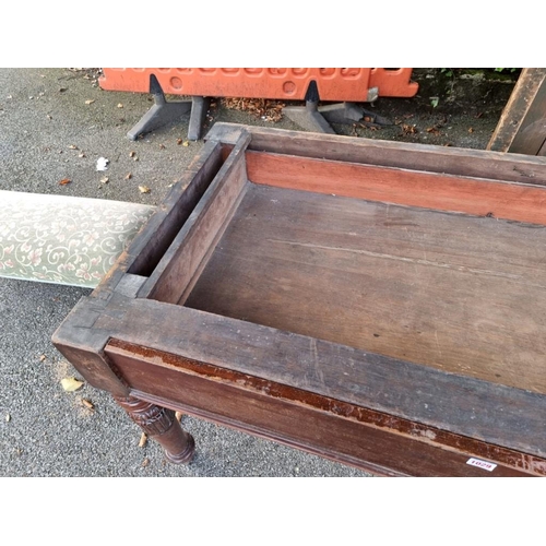 1029 - A 19th century mahogany library type table, 123cm wide x 75cm deep x 81cm high, (lacking top).... 