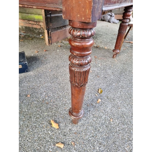 1029 - A 19th century mahogany library type table, 123cm wide x 75cm deep x 81cm high, (lacking top).... 