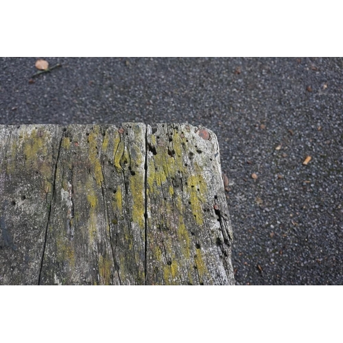 1048 - An antique wooden cart, with iron pull bar, 122cm long x 70cm wide x 47cm high.