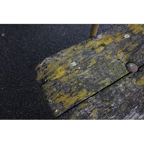 1048 - An antique wooden cart, with iron pull bar, 122cm long x 70cm wide x 47cm high.