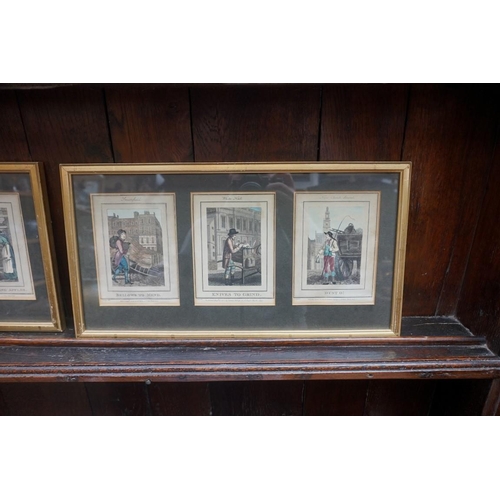 1087 - A set of twelve 19th century 'Cries of London' coloured engravings, 14 x 10cm, framed as four. ... 