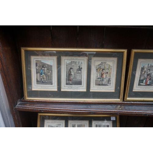 1087 - A set of twelve 19th century 'Cries of London' coloured engravings, 14 x 10cm, framed as four. ... 