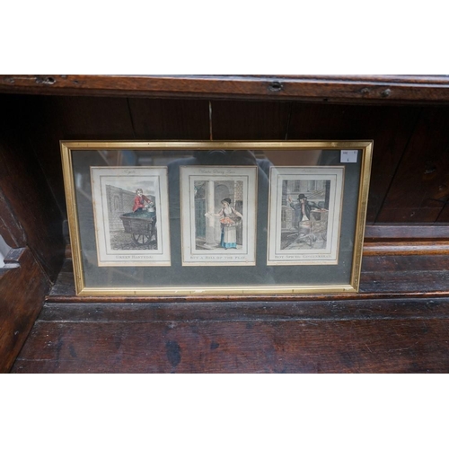 1087 - A set of twelve 19th century 'Cries of London' coloured engravings, 14 x 10cm, framed as four. ... 