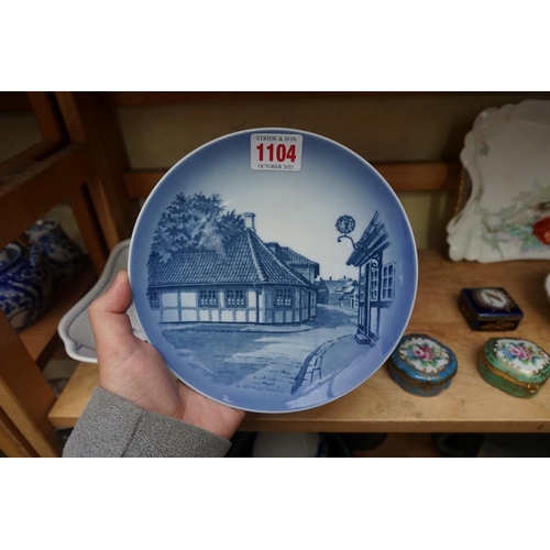 1104 - A Royal Copenhagen blue & white dish, 21.5cm wide; Limoges boxes etc. (8)