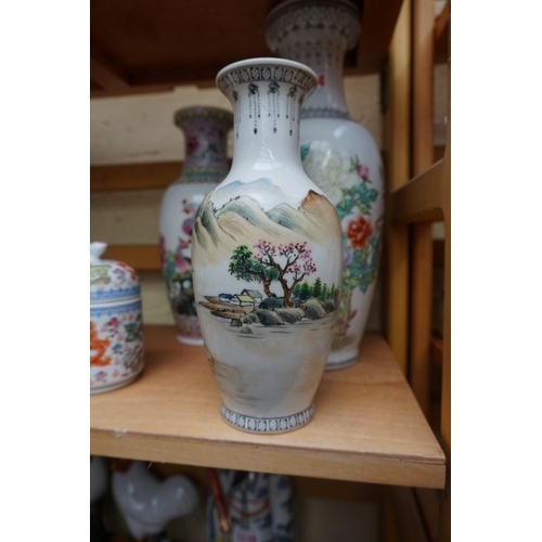 1114 - A collection of Chinese famille rose porcelain, largest 31.5cm high.