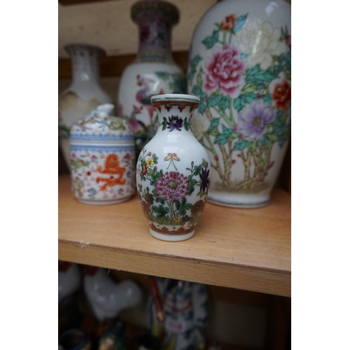 1114 - A collection of Chinese famille rose porcelain, largest 31.5cm high.