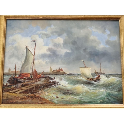 1136 - European School, 20th century, coastal scenes, a pair, oil on panel, 29 x 39cm. (2)