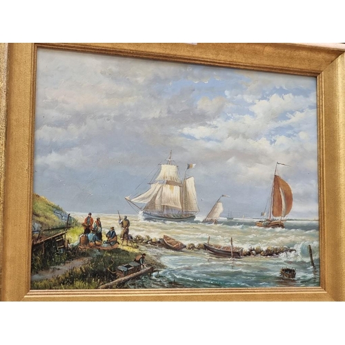 1136 - European School, 20th century, coastal scenes, a pair, oil on panel, 29 x 39cm. (2)