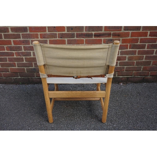 1162 - A vintage oak and canvas Heath chair, by Ditte & Adrian, stamped 'Made in Denmark'.   ... 