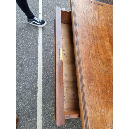 1168 - An unusual late Victorian mahogany underwriter's desk, with two pairs of opposing frieze drawers, an... 