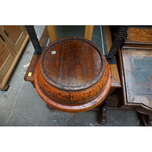 1193 - An old painted coopered pine bowl, 47.5cm diameter.