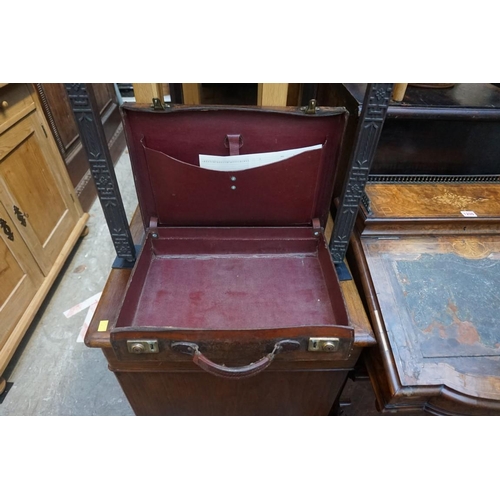 1198 - Four vintage leather suitcases, the smallest inscribed 'James Ramsay, Goldsmith, Dundee', largest 45... 