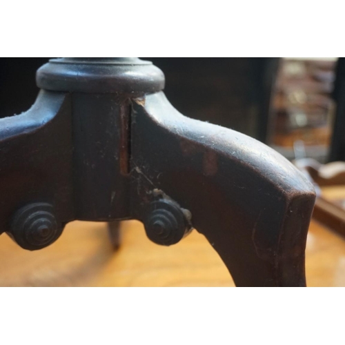 1201 - A 19th century mahogany tripod table, with dished top, 48cm diameter; together with an old beechwood... 