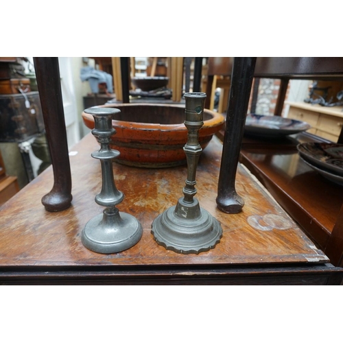 1243 - A collection of mostly brass candlesticks. (15)