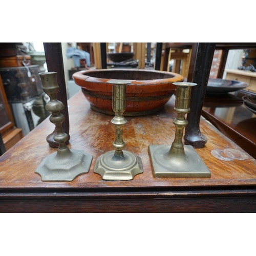 1243 - A collection of mostly brass candlesticks. (15)