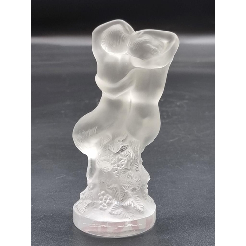 1289 - A Lalique 'Le Faune' frosted glass figure group, 14cm high. 