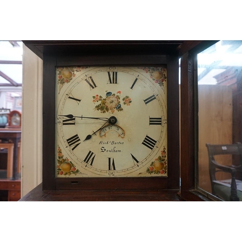 1311 - A 19th century oak and mahogany 30 hour longcase clock, the 11 1/2in square painted dial inscribed '... 