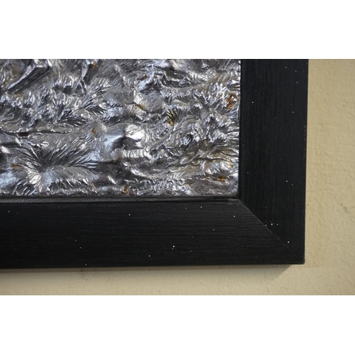 1312 - A silver plated relief plaque of stags, by Fritz Diller, 24.5 x 30.5cm, in ebonised frame.... 