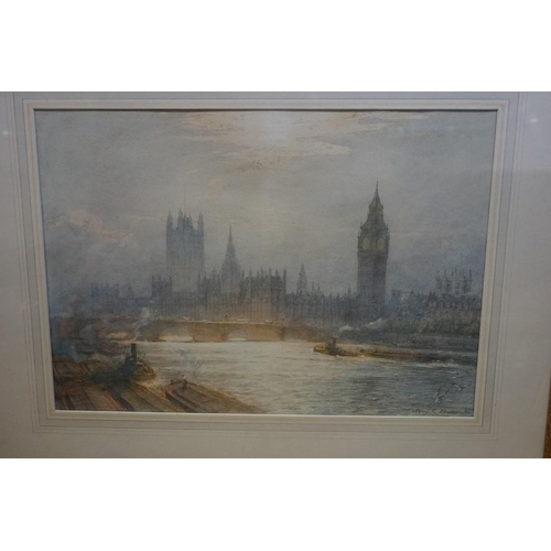 1323 - Henry Charles Brewer, 'Westminster', signed, inscribed on label verso, watercolour, 37.5 x 53cm.&nbs... 