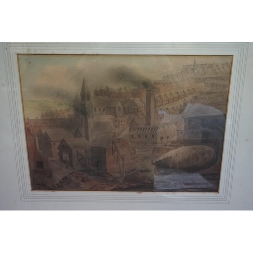 1324 - J W S Ferrers, 'Barrage Balloon, Sheffield', signed and dated '42, variously inscribed verso, chalk ... 