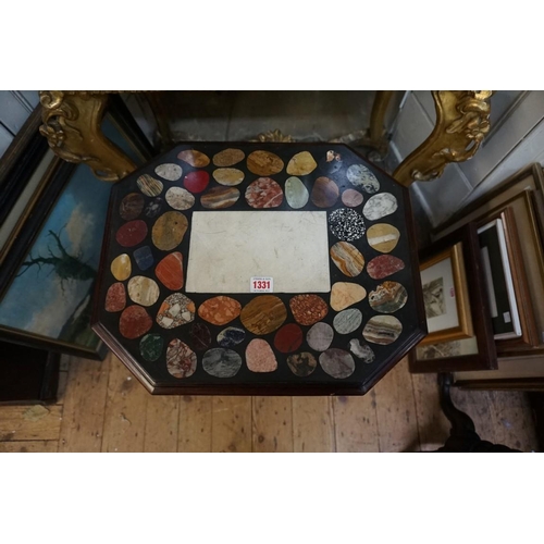 1331 - A rosewood and specimen marble octagonal pedestal table, 46.5cm wide.