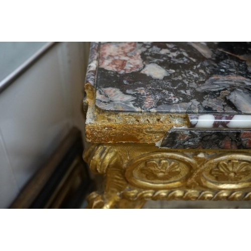 1332 - A 19th century carved giltwood and marble top pier table, 79.5cm wide.