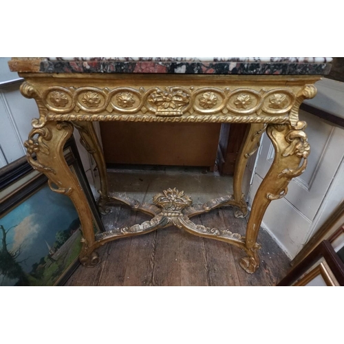 1332 - A 19th century carved giltwood and marble top pier table, 79.5cm wide.