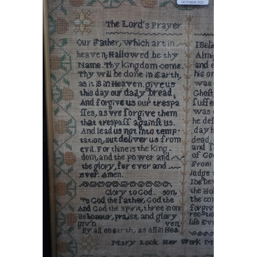 1364 - A George III 'The Lord's Prayer' needlework sampler, inscribed 'Mary Lock, Her Work, March 23 1807',... 