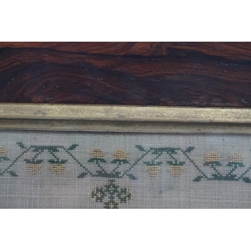 1365 - A Victorian needlework verse sampler, dated 1845, 42 x 32.5cm, in a rosewood frame. ... 