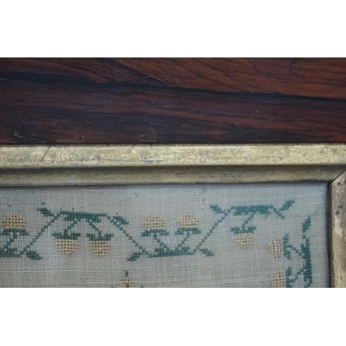 1365 - A Victorian needlework verse sampler, dated 1845, 42 x 32.5cm, in a rosewood frame. ... 