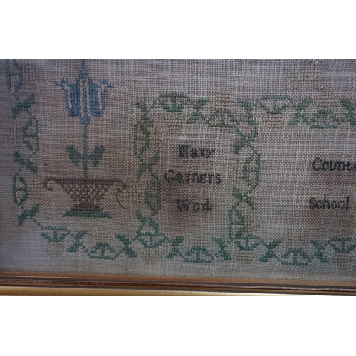 1366 - A rare George IV 'Countess of Derbys School, Knowsley' sampler, inscribed 'Mary Garners Work, Aged 1... 