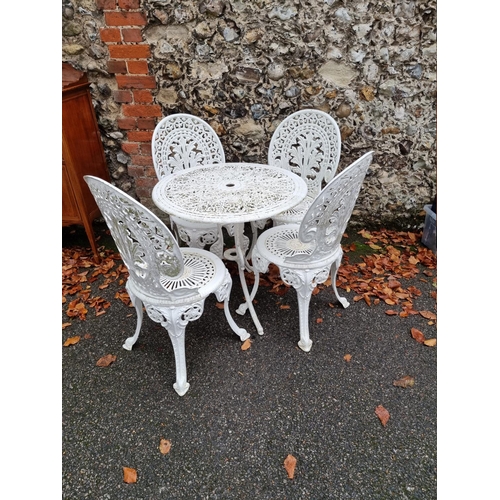 1001 - A white painted aluminium garden table; together with four matching chairs. ... 