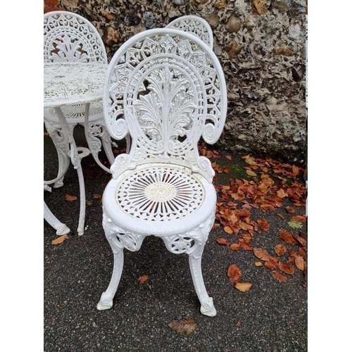 1001 - A white painted aluminium garden table; together with four matching chairs. ... 