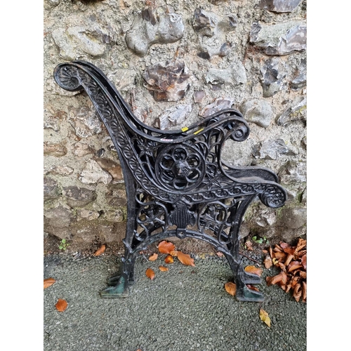 1012 - A pair of cast iron bench ends.