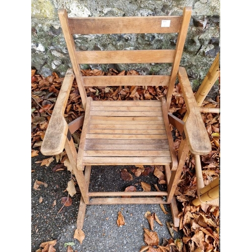 1020 - Two bamboo occasional tables and a child's rocking chair.