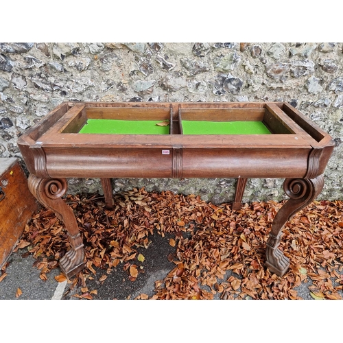 1025 - A large William IV mahogany console table, with two drawers, 140cm wide x 64cm deep x 93cm high... 