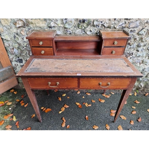 1033 - An old mahogany writing desk, 100cm wide x 53.3cm deep x 90cm high. 