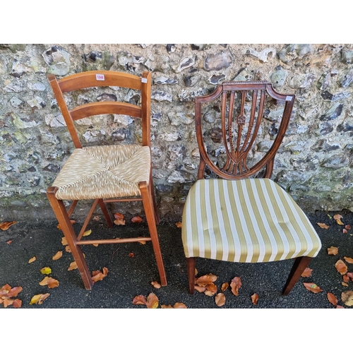 1048 - A mahogany dining chair; together with a cane chair.