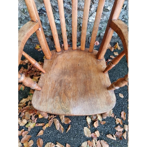 1059 - A high back pine kitchen chair, 106cm high. 